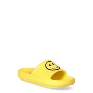 No Boundaries Women's Emoji Comfort Slide Sandal-Yellow